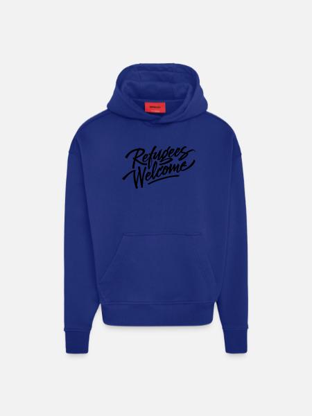 refugees welcome black - Hoodie- made by SPREAD - OFF WHITE