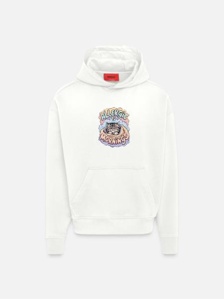 Allergic To Mornings - Hoodie- made by SPREAD  - OFF WHITE