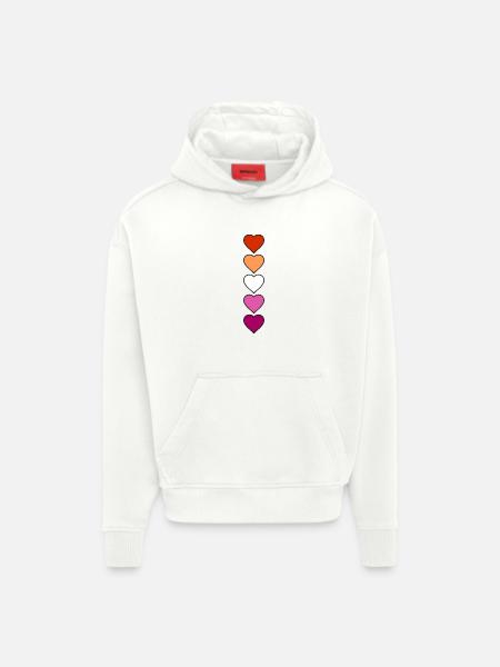 Lesbian Lesbian Hearts - Hoodie- made by SPREAD  - OFF WHITE