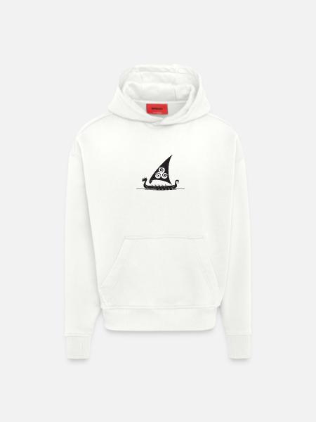 Viking Ship Triskel Sail - Hoodie- made by SPREAD - OFF WHITE