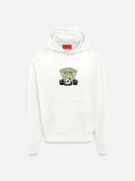 Resting Between Sets - Hoodie- made by SPREAD - OFF WHITE