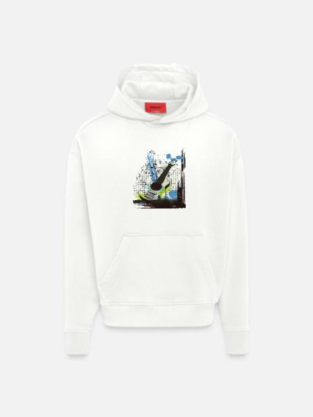 Musique - Sweat à capuche bio épais oversize fabriqué en UE - OFF WHITE
