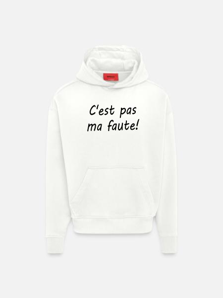 C'est pas ma faute ! - Sweat à capuche bio épais oversize fabriqué en UE - OFF WHITE