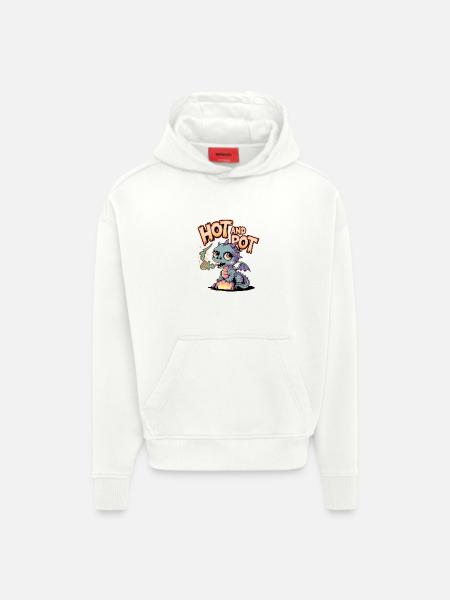 Chaud et pourri - Sweat à capuche bio épais oversize fabriqué en UE - OFF WHITE