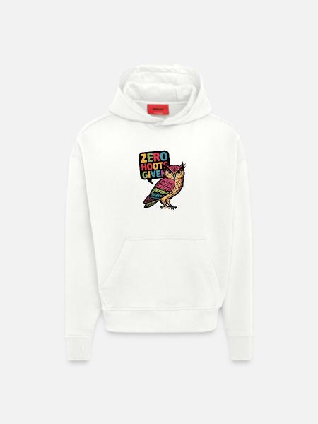 Zero Hoots Given - Hoodie- made by SPREAD - OFF WHITE