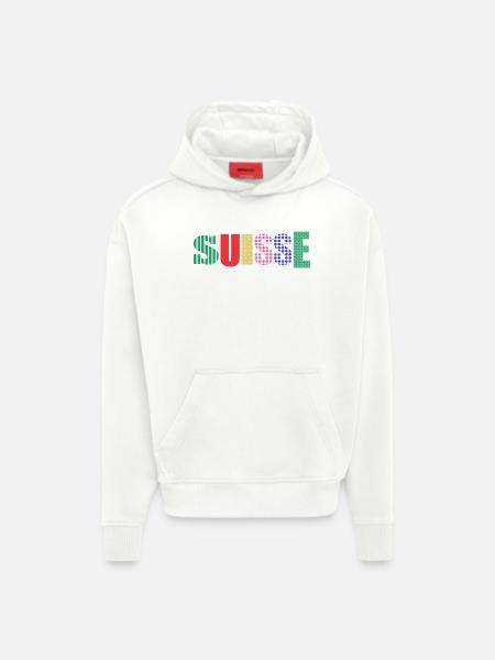 SUISSE - Sweat à capuche bio épais oversize fabriqué en UE - OFF WHITE