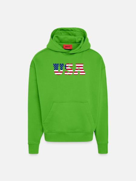 Stars & Stripes Lettermark USA - Hoodie- made by SPREAD - Apple Neon