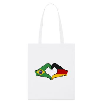 Brasilien Deutschland Flagge Haende Herzform - Stanley/Stella Bio-Stoffbeutel - Weiß - Vorne