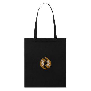 Loutre Yin Yang brodée - Tote bag bio Stanley/Stella - noir - Devant