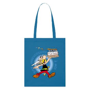 Asterix & Obelix Asterix Geburtstagstorte Design - Stanley/Stella Bio-Stoffbeutel - Königsblau - Vorne