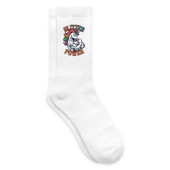 Glitzer Power Einhorn - Tennissocken - Weiß - Rechts