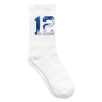 NO. 12 NUMBER 12 BLUE WHITE 12TH BIRTHDAY - Tennis socks - white - Right