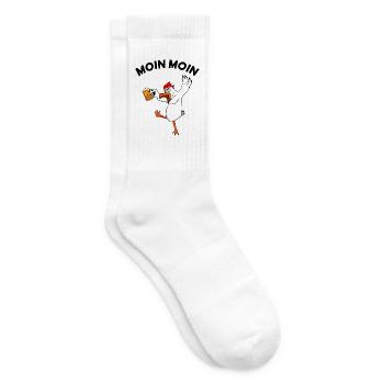 Betrunkene Möwe Moin Moin Nordsee Bier Geschenk - Tennissocken - Weiß - Rechts