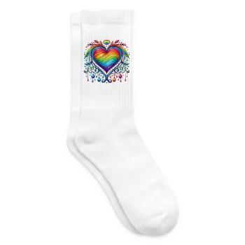 Rainbow Heart - Tennis socks - white - Right