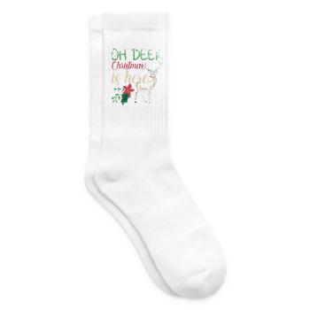 Oh Deer Christmas Is Here Vintage Xmas Hirsch - Tennissocken - Weiß - Rechts