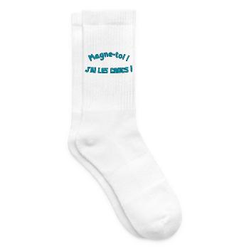 Magne-toi J'ai les Cr*cs – Bleu Pop - Chaussettes de tennis - blanc - Droite