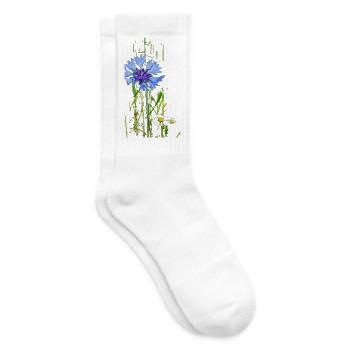 Kornblumen und Gänseblümchen Muster - Tennissocken - Weiß - Rechts