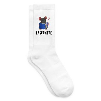 Leseratte - Ratte liest Besteht der Mond aus Käse - Tennissocken - Weiß - Rechts