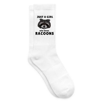 Just a Girl who loves Racoons - Waschbär Mädchen - Tennissocken - Weiß - Rechts