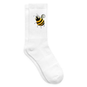 Flauschige Comic Biene mit Kulleraugen - Tennissocken - Weiß - Rechts
