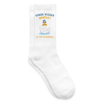 Schon wieder Montag? Ist mir Scheißegal - Tennissocken - Weiß - Rechts