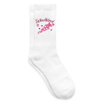 Schulkind Herz rosa Schulanfang - Tennissocken - Weiß - Rechts