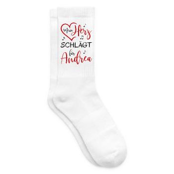 Mein Herz schlägt für Andrea - Tennissocken - Weiß - Rechts