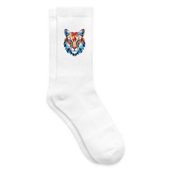 Luchs Bunte Aquarell-Tier-Haustier-Illustration - Tennissocken - Weiß - Rechts