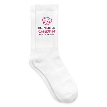 Chefkoch Spruch lustig Kochmütze Geschenk - Tennissocken - Weiß - Rechts