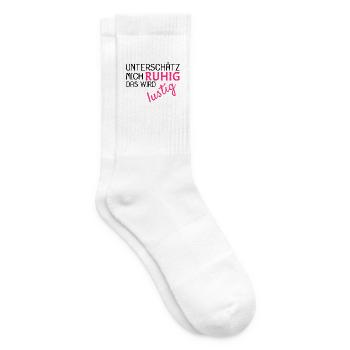 Unterschätz mich ruhig Spruch lustig - Tennissocken - Weiß - Rechts