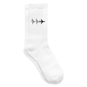 Flugzeug Pilot EKG Liebe Herzschlag. - Tennissocken - Weiß - Rechts