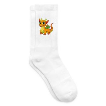 Drache Niedliche Maskottchen Zeichentrickfigur Kawaii - Tennissocken - Weiß - Rechts