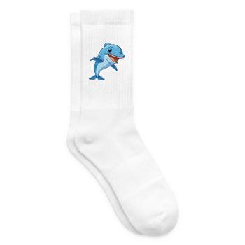 Delphin-Karikatur-Kawaii-Aquarell-Illustration - Tennissocken - Weiß - Rechts