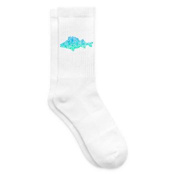 Barsch Angeln Fisch farbig Barschangeln Angler - Tennissocken - Weiß - Rechts