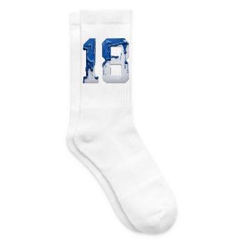 NO. 18 NUMBER 18 BLUE WHITE 18TH BIRTHDAY - Tennis socks - white - Right