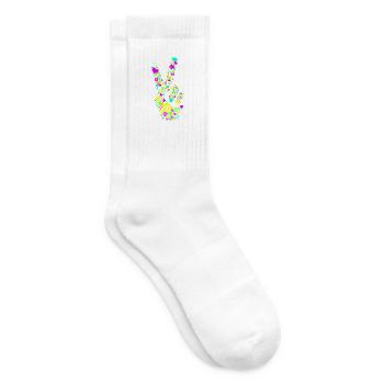 Peace Handzeichen Frieden Friedenssymbol Neon - Tennissocken - Weiß - Rechts