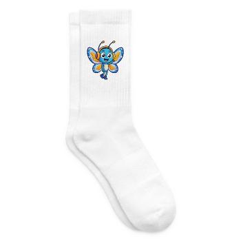 Butterfly Funny Cartoon Character Headphone Music - Tennis socks - white - Right