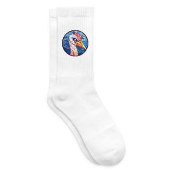 Kranich-Buntglas-Cartoon-Kawaii-Tier - Tennissocken - Weiß - Rechts
