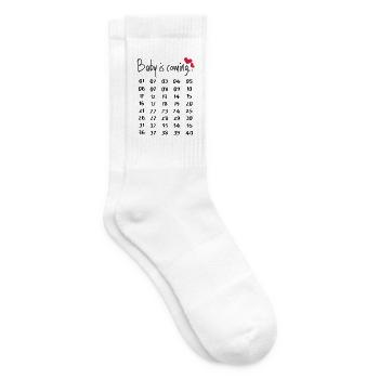 Lustiges Schwangerschaft Schwanger Geschenk Eltern - Tennissocken - Weiß - Rechts
