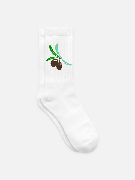Olive 2 Zweig Blatt Olivenöl - Tennissocken - Weiß