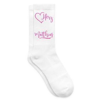 Mein Herz schlägt für Matthias - Tennissocken - Weiß - Rechts