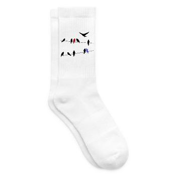Vogel schwarze Zugvögel auf einer Stromleitung - Tennissocken - Weiß - Rechts