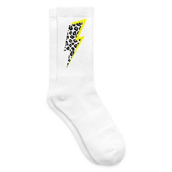Blitz Leoparden Muster mit Neon-Gelben Schatten - Tennissocken - Weiß - Rechts