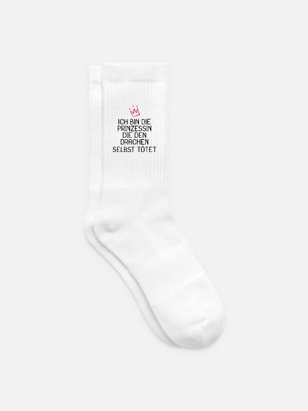 Prinzessin Spruch Drache Geschenk - Tennissocken - Weiß