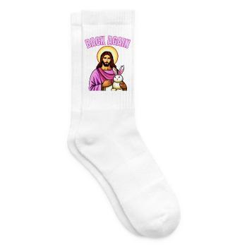 Osterhase mit Osterei und Jesus - Tennissocken - Weiß - Rechts