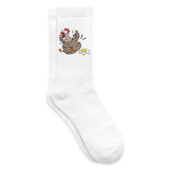 Lustiges Huhn - Tennissocken - Weiß - Rechts