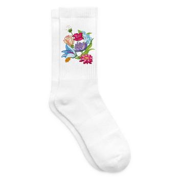 Frühling Flowers - Tennissocken - Weiß - Rechts