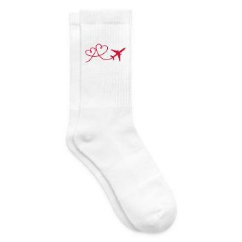 Flugzeug Flieger mit Herz - Tennissocken - Weiß - Rechts