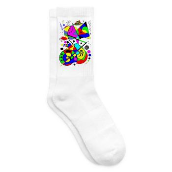 abstrakte Kunst bunte Muster bunte Farben Formen - Tennissocken - Weiß - Rechts