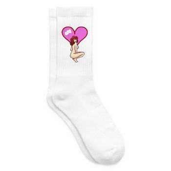 Sex Liebe Domina Stripperin Erotik nackte Frau - Tennissocken - Weiß - Rechts
